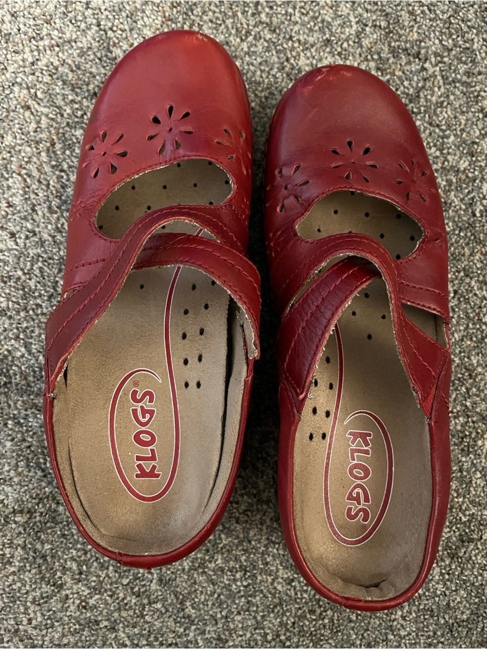 Klogs Women's Red Leather Mary Jane Clogs